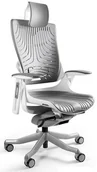 Fotele i krzesła biurowe - Unique Meble Fotel biurowy WAU 2 biały/elastomer tpe-8 szary - miniaturka - grafika 1