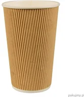Naczynia i sztućce jednorazowe - PAPSTAR Kubki papierowe 25szt. 400ml "Ripple Wall" 86272 - miniaturka - grafika 1