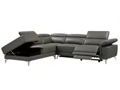 Narożniki - LINEA SOFA Narożna sofa z elektryczną funkcją relaksu PASCALINE ze skóry - Kolor antracytowy - narożnik lewostronny - miniaturka - grafika 1