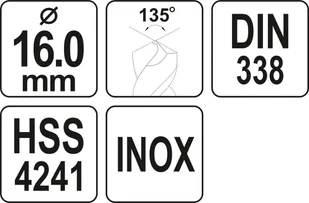Yato WIERTŁO DO METALU HSS 16MM PREMIUM Z PRZETOCZONYM UCHWYTEM DO WIERCENIA W STALI INOX YT-44239 - Wiertła - miniaturka - grafika 4