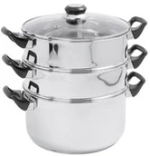 Szybkowary - Crealys crealys 503443 szybkowar parowy 3-krotnie ze stali nierdzewnej, z pokrywką szklaną, średnica: 24 cm 503443 - miniaturka - grafika 1