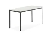 Meble do szkół i przedszkoli - AJ Produkty Stół BORS, 1400x600x720 mm, laminat biały, antracyt - miniaturka - grafika 1