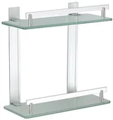 Półki łazienkowe - MSV Regał łazienkowy  "tabarca" regał narożny Regał do kabiny prysznicowej z aluminium i szkła  klejenie i wiercenia MS117 - miniaturka - grafika 1