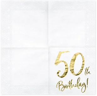 PROCOS NON-DISNEY Serwetki na pięćdziesiąte urodziny 33cm 20 szt 88868 - Dekoracje i nakrycia stołu na imprezę - miniaturka - grafika 4