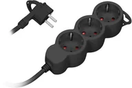 Przedłużacze i rozgałęźniki - HBF 3-krotny 2P+Z (Schuko), 1,5m H05VV-F 3x1,0mm2 , Imax 10A, płaska wtyczka, czarny ORAE13145(GS)/B/1,5M - miniaturka - grafika 1