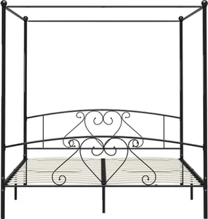 vidaXL Rama łóżka z baldachimem, czarna, metalowa, 180 x 200 cm - Łóżka - miniaturka - grafika 3
