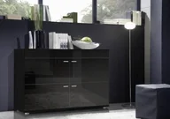 Komody - Cama Meble Komoda LOGO II 120/42/78 czarny/ czarny połysk - miniaturka - grafika 1
