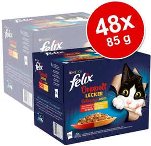 Purina Felix Megapakiet Fantastic 2 smaki (So gut...), 48 x 85 g - Mięsny mix - Mokra karma dla kotów Purina Felix Megapakiet Fantastic 2 smaki (So gut...), 48 x 85 g - Mięsny mix - Mokra karma dla kotów - miniaturka - grafika 2