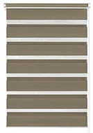 Rolety - Gardinia roleta dzień noc do zawieszania lub przyklejenia, podwójna roleta z cięgnem bocznym, przejrzyste i nieprzeźroczyste paski, wszystkie elementy rolety w zestawie , Mocca, 90 x 220 cm 31312 - miniaturka - grafika 1