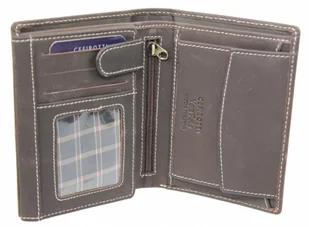 Cefirutti Portfel Męski Skórzany Skóra Licowa Duży Pionowy Bez Zapięcia Dwa Listki Z Zapinką Wewnątrz Matowy HT 7680272 - Portfele - miniaturka - grafika 3