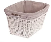 Kosze na bieliznę - e-wicker24 Kosz na pranie z wikliny, Puff, kosz na pranie, styl vintage w stylu retro, białych kosz z zamkiem z materiału zajęte kominek, kosz, pojemnik na zabawki 15-52/W/O - miniaturka - grafika 1