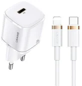 Ładowarki do telefonów - Usams Ładowarka 20W do iPhone 12/Pro/Max + kabel - miniaturka - grafika 1