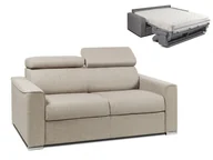 Sofy i kanapy - Vente-Unique 2-osobowa kanapa z ekspresowym mechanizmem rozkładania z tkaniny VIZIR - Kolor: beżowy - Miejsce do spania: 120 cm - Materac 18 cm - miniaturka - grafika 1