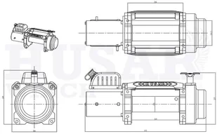 519 Husar HUBER Wyciągarka Husar z liną stalową 24V uźwig 14000lbs 6350 kg długość liny 28,5m) 51977443 77443-uniw - Wciągarki - miniaturka - grafika 2