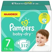 Pieluchy - Pampers Pieluchy Baby-Dry rozm. 7, 15+kg, pudełko miesięczne (112 pieluch), ochrona przed wyciekiem do 12 godzin - miniaturka - grafika 1