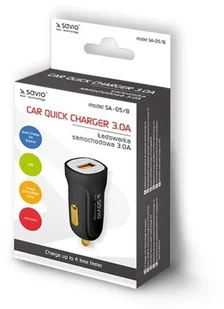 SAVIO SA-05/B Ładowarka samochodowa ze wsparciem Quick Charge 3.0 - Ładowarki samochodowe - miniaturka - grafika 5