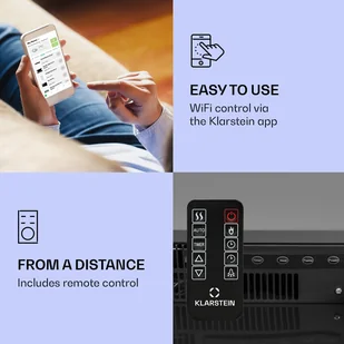 Klarstein Klarstein Studio Light & Fire 1 Smart kominek 1000/2000W MDF WiFi Control ACO7-Studio L&F 1 B - Kominki elektryczne - miniaturka - grafika 9