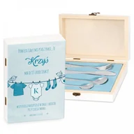 Sztućce dla dzieci - Murrano Zestaw Sztućców Dla Dzieci W Drewnianym Etui Nadruk Ptaszki SZT-ANIMALS_DRW-UV-025 - miniaturka - grafika 1