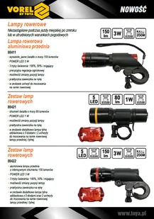 Vorel ZESTAW LAMP ROWEROWYCH PRZEDNIA 3W CREE LED + TYLNA 5 LED 88422 VOREL ZYSKAJ RABAT 30 ZŁ 88422 - Lampki rowerowe - miniaturka - grafika 8