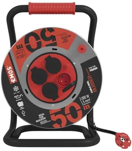 Emos Przedłużacz zwijany guma/neopren 4 gniazda 3x1,5 50m metal P084504 - Przedłużacze i rozgałęźniki - miniaturka - grafika 2