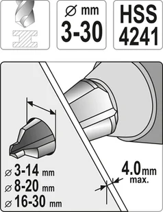 Yato ZESTAW WIERTEŁ STOŻKOWYCH 3 SZT YT-44730 ZYSKAJ RABAT 30 ZŁ YT-44730 - Wiertła - miniaturka - grafika 6