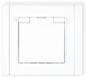 Wyłączniki światła i elektryczne - Karlik Flexi biały gniazdo bryzgoszczelne 2P+Z klapka biała FGPB-1z FGPB-1z - miniaturka - grafika 1