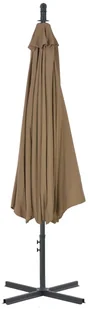 vidaXL Parasol wiszący ze stalowym słupkiem, 300 cm, kolor taupe - Parasole ogrodowe - miniaturka - grafika 6