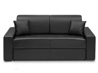 Sofy i kanapy - Vente-Unique 3-osobowa kanapa z ekspresowym mechanizmem rozkładania z materiału skóropodobnego EMIR - Kolor: czarny - Miejsce do spania: 140 cm - Materac 22 cm - miniaturka - grafika 1