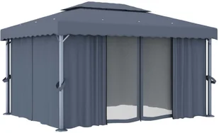 vidaXL Altana ogrodowa z zasłonami, 4 x 3 m, antracytowa - Altany ogrodowe - miniaturka - grafika 2