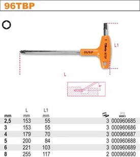 Beta KLUCZ TRZPIEN.KĄT.Z KUL.KOŃC.Z RĘKOJ.8MM 96TBP/8 - Klucze i nasadki - miniaturka - grafika 2