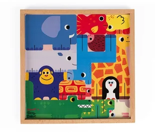 Janod Układanka drewniana piramida Zwierzęta, - Klocki - miniaturka - grafika 9