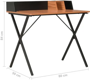 vidaXL vidaXL Biurko, czarno-brązowe, 80 x 50 x 84 cm - Biurka - miniaturka - grafika 7