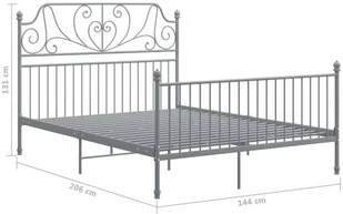 vidaXL Lumarko Rama łóżka, szara, metal i sklejka, 140 x 200 cm 324852 - Łóżka - miniaturka - grafika 6