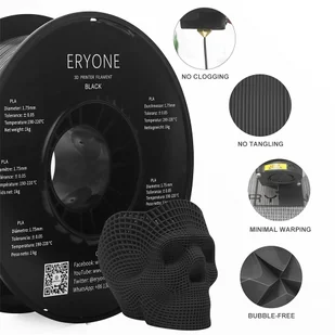 ERYONE ERYONE PLA Filament for 3D Printer 1.75mm Tolerance 0.03mm 1kg (2.2LBS)/Spool - Black 795737EUDF - Filamenty i akcesoria do drukarek 3D - miniaturka - grafika 4