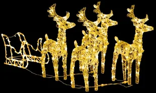 vidaXL Lumarko Świąteczna dekoracja: renifery z saniami, 280x28x55 cm, akryl! 328524 - Oświetlenie świąteczne - miniaturka - grafika 11