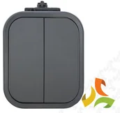 Wyłączniki światła i elektryczne - Abex B2 IP54 Wyłącznik 2 podwójny świecznikowy n/t 10A 250V WNT-2B2 szary WNT-2B2 szary/ABX - miniaturka - grafika 1