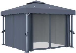 vidaXL Altana ogrodowa z zasłonami, 3 x 3 m, antracytowa - Altany ogrodowe - miniaturka - grafika 2
