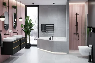 Actima Pi Bateria umywalkowa ścienna czarny mat AREX.1214BL - Baterie umywalkowe - miniaturka - grafika 4