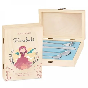 Murrano Zestaw Sztućców Dla Dzieci W Drewnianym Etui Nadruk Różyczka SZT-ANIMALS_DRW-UV-003 - Sztućce dla dzieci - miniaturka - grafika 2