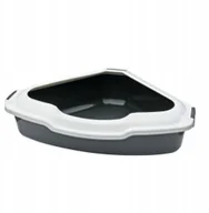 Kuwety dla kotów - Kuweta narożna Happet szara - miniaturka - grafika 1