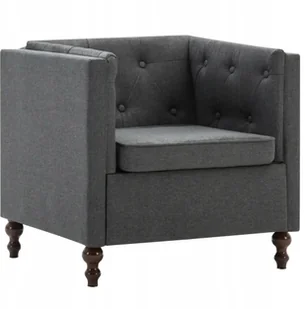 vidaXL Fotel tapicerowany tkaniną, ciemnoszary - Fotele - miniaturka - grafika 2