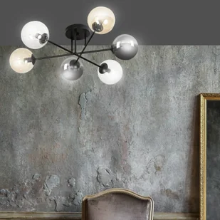 EULUNA Lampa wisząca Glassy 6-pkt. prosta, grafitowa - Lampy sufitowe - miniaturka - grafika 2