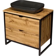 Szafki łazienkowe - Szafka z czarną umywalką styl loftowy 80 cm seria New York NY-NE-U80/50/2 + PREMIUMC - miniaturka - grafika 1