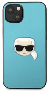 Karl Lagerfeld KLHCP13SPKMB iPhone 13 mini 5,4" niebieski/blue hardcase Leather Ikonik Karl s Head Metal KF000803 - Etui i futerały do telefonów - miniaturka - grafika 4
