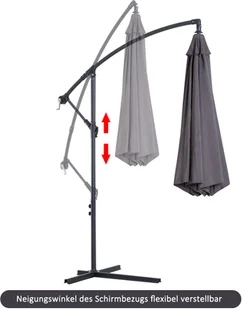 Outsunny PARASOL OGRODOWY Z RĘCZNĄ KORBĄ 3 m szary - Parasole ogrodowe - miniaturka - grafika 2
