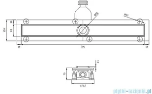 Omnires Lowfix odpływ liniowy z maskownicą do wklejenia płytek 70 cm czarny LOWFIX70TBL - Syfony - miniaturka - grafika 2