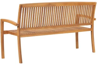 VidaXL Sztaplowana ławka ogrodowa z poduszką, 159 cm, drewno tekowe 3063325 VidaXL - Ławki ogrodowe - miniaturka - grafika 9