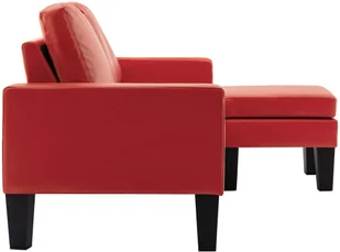 vidaXL 3-osobowa sofa z podnóżkiem, czerwona, sztuczna skóra - Narożniki - miniaturka - grafika 4