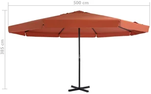 vidaXL Parasol ogrodowy na słupku aluminiowym, 500 cm, terakota bordo - Parasole ogrodowe - miniaturka - grafika 9