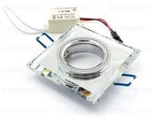 Oprawy, klosze i abażury - KOLORENO Oprawa Halogenowa Led Sufitowa Kwadrat Stała Szklana Podświetlana 3W Biały Neutralny OS-SK-STA-3W-NW - miniaturka - grafika 1